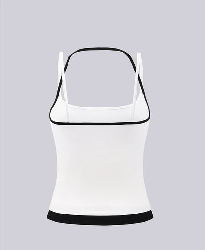 Dam Y2K Linne Crop Top – Sömlös Slim Camisole Fake Tvådelad Sportig Sommar, S–XXL