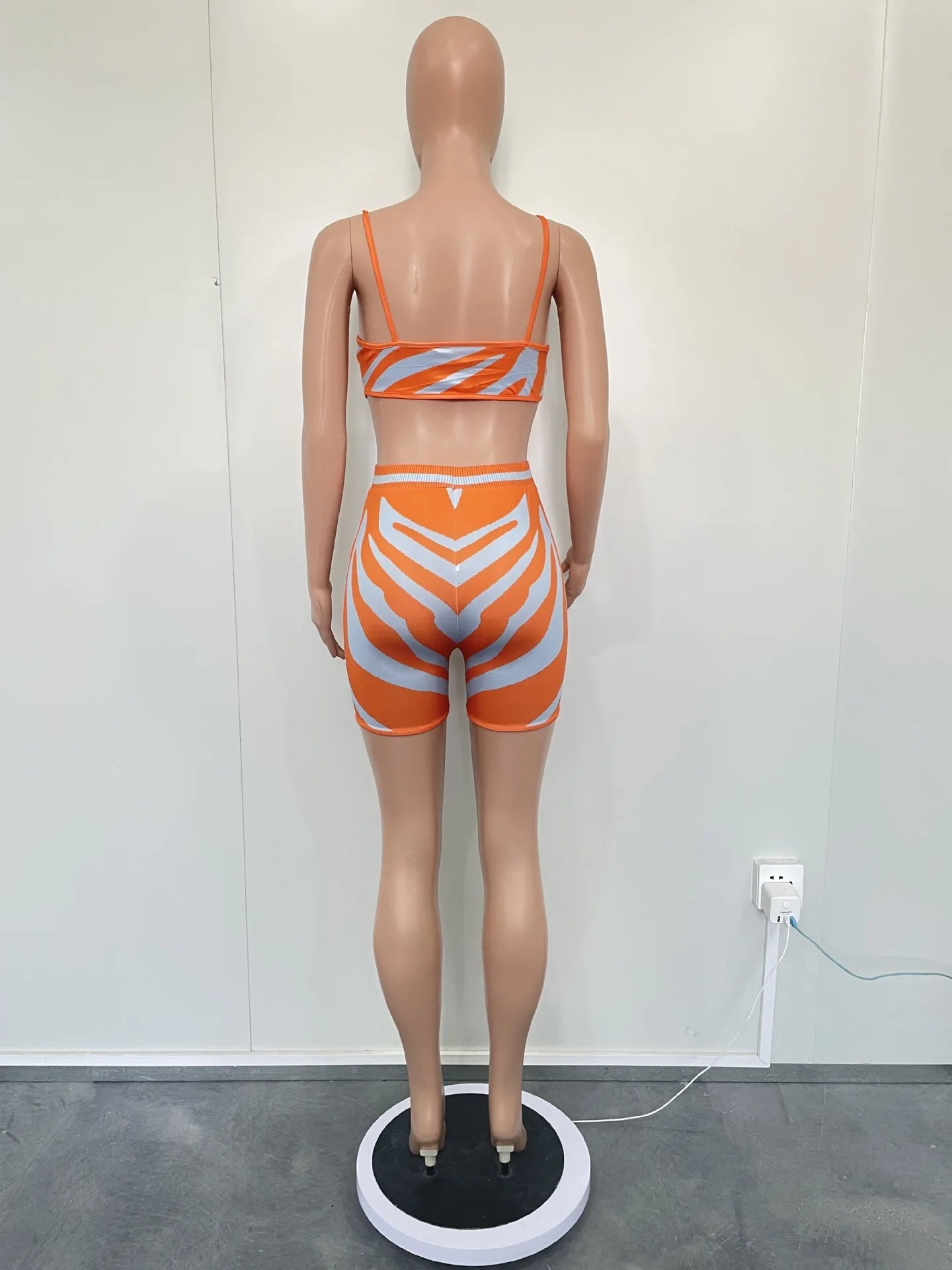 CM.YAYA Zebra Women's Set Spaghetti Strap Crop Top and Shorts Suit 2023 Summer Fashion Chic Two 2 Piece Set Outfits Tracksuit
