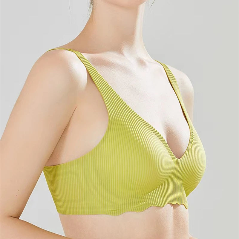 Dam Sömlös Randig BH – Push-up Trådlös Samlande Liten Byst Urhålad Design, 5 Färger S–XL