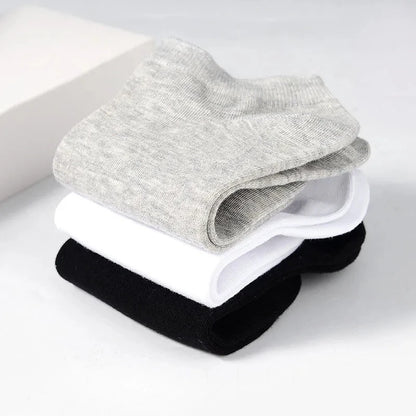 Unisex Låga Bomullsstrumpor 10-pack – Svart, Vitt & Grått Andningsbara Sport EU 38–45