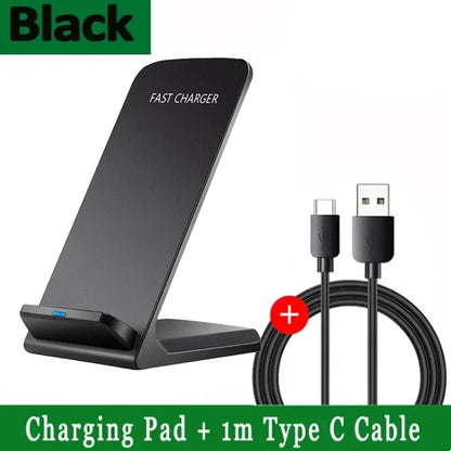 Fast Wireless Charging Stand Compatible with Samsung S24/S23/S22/S21 Ultra, iPhone 17‑12 Pro Max & Xiaomi Smartphones