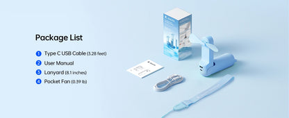 JISULIFE Handhållen Fläkt F8X – 4500mAh, 37h Drifttid, 3 Hastigheter, Powerbank & Ficklampa