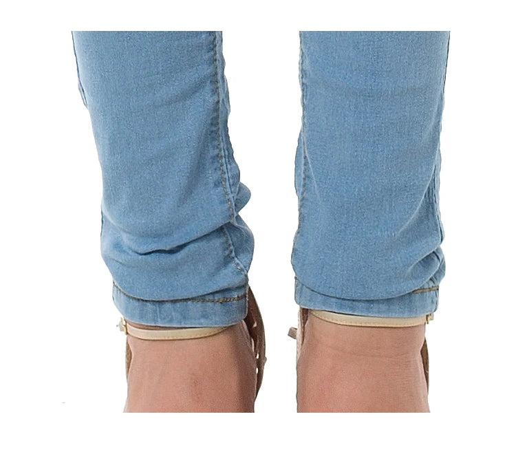 Bleached Distressed Women Pencil Denim Pants Ankle Length Jeans Skinny Washed Pockets High Waist Jean Zipper Fly Casual 2024