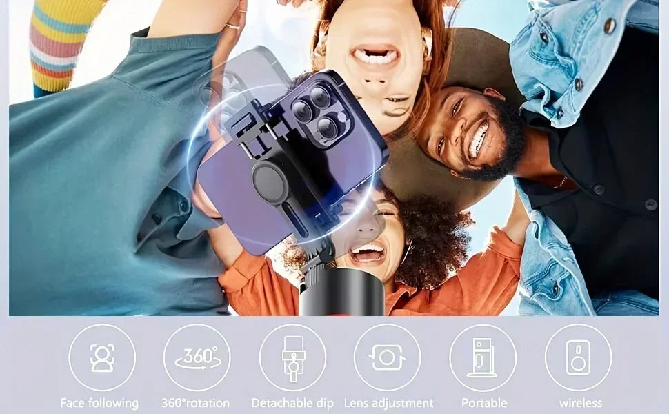 P02 360 ° Rotation Desktop Phone Stand Automatic Face Tracking for iPhone 16 15 Samsung S23 Xiaomi Handheld Gimbal Selfie Stick