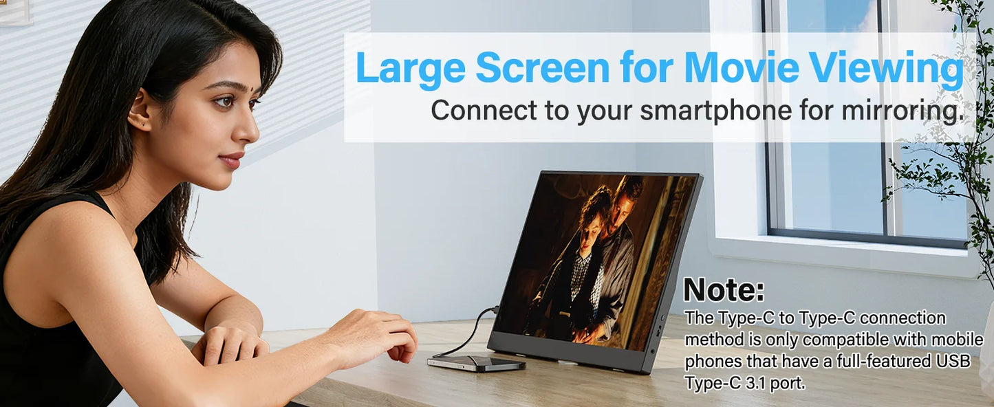 Amoudo 15,6" Portabel IPS Monitor – 1080P 1000 cd/m² Matt USB-C Mini-HDMI Inbyggda Högtalare VESA