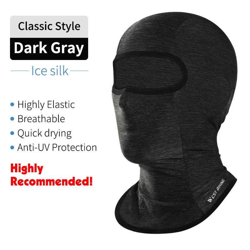 WEST BIKING Cool Men's Hat Summer Anti-UV Full Face Cover Motorcycle Balaclava Ice Silk Breathable Bike Helmet Mask Cycling Caps