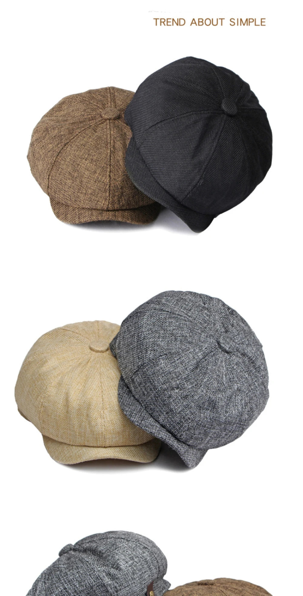 HT4668 Beret Cap Spring Summer Sun Hat Men Women Retro Artist Painter Linen Beret Hat Male Female Octagonal Flat Cap Mens Berets