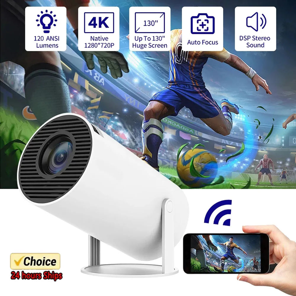 2026 New Mini HY300 Projector Android 13 4K Supported Native 1080P WiFi Bluetooth Home & Outdoor Movie Projector For Bedroom