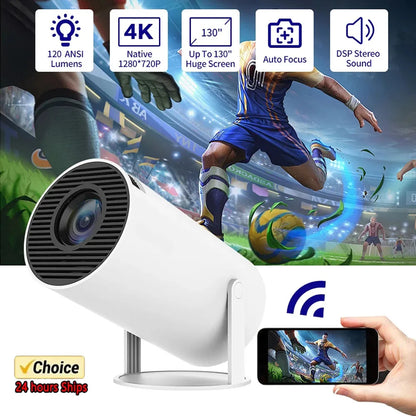 2026 New Mini HY300 Projector Android 13 4K Supported Native 1080P WiFi Bluetooth Home & Outdoor Movie Projector For Bedroom