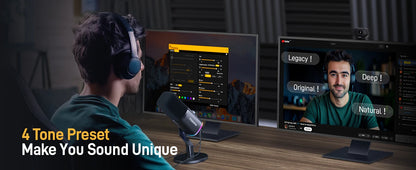MAONO PD100X Dynamic Microphone. Software Noise Reduction Included. RGB Gaming Mic. Enhances Gaming Experience. Ideal for Record