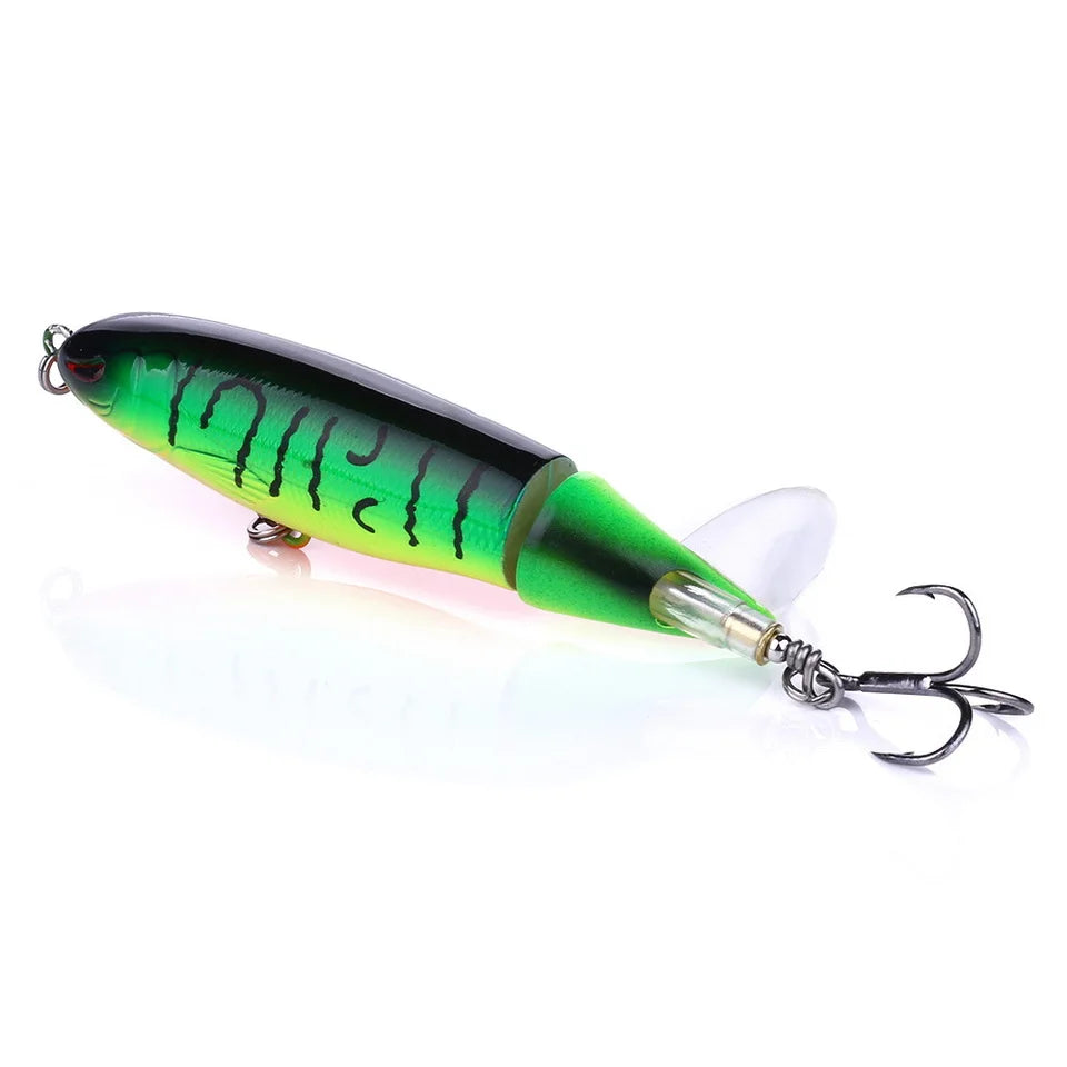1pcs 10cm 14cm Topwater Spinner Fishing Lure Popper Artificial Pencil Hard Bait Propeller Rotating Tail Fishing Tackle Swimbait