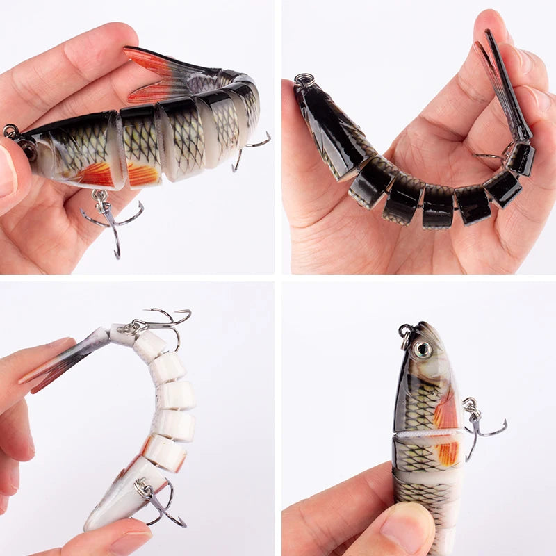 CIBO Fiskedrag Stort Kit – Swimbait Jointed Lure för Gös Abborre Gädda Hav Sjö Å, 12 Färger + 5-pack