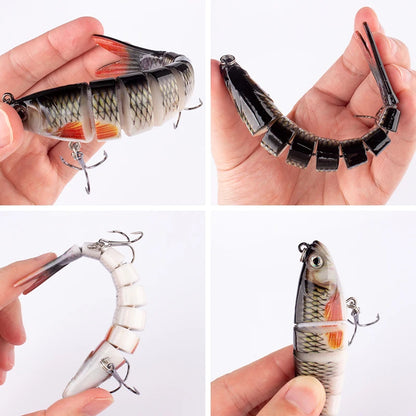 CIBO Fiskedrag Stort Kit – Swimbait Jointed Lure för Gös Abborre Gädda Hav Sjö Å, 12 Färger + 5-pack