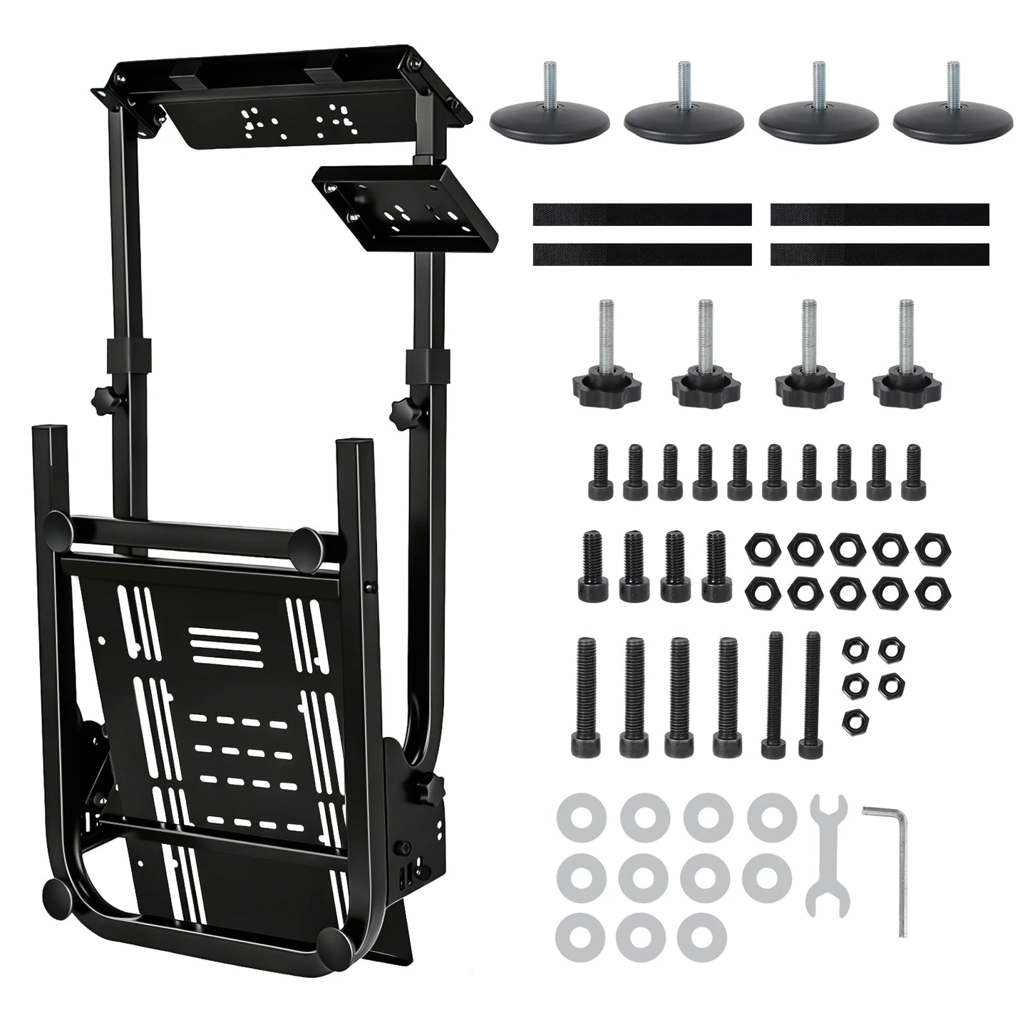 Universal Foldable Racing Steering Wheel Stand Adjustable Carbon Steel Simulator Cockpit Mount Compatible with Logitech G25 G27 G29 G920 T300 T500RS Gaming Wheel Support, Does Not Include Wheel Pedals Shifter