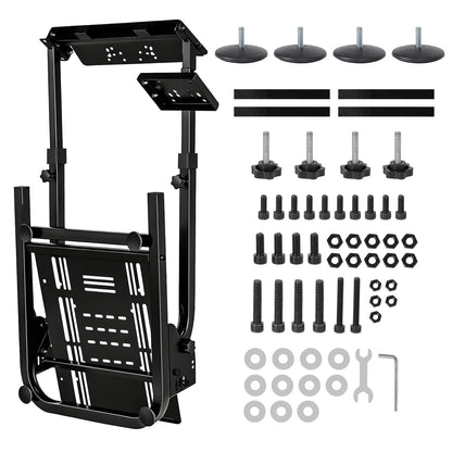 Universal Foldable Racing Steering Wheel Stand Adjustable Carbon Steel Simulator Cockpit Mount Compatible with Logitech G25 G27 G29 G920 T300 T500RS Gaming Wheel Support, Does Not Include Wheel Pedals Shifter