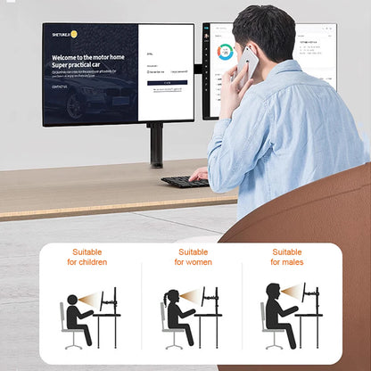2-Way Monitor Holder Double Table Mount Rotatable Desk Mount 15-32 "Monitor Arm VESA Screen Mount