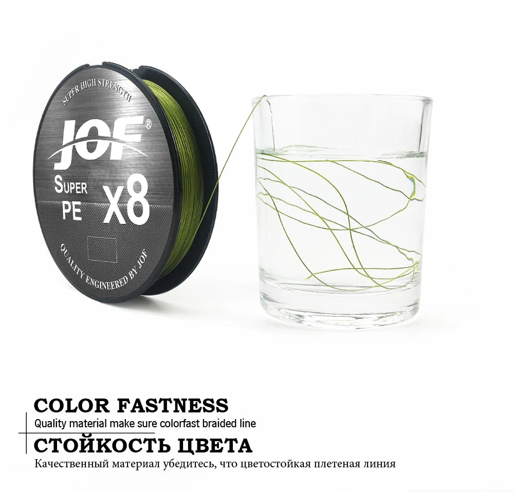 JOF X8 Strong 300M 500M 100M 8 Strand Weaves PE Braided Fishing Line Multifilament 8 Braid Wire 12LB 20LB 40LB 60LB 80LB 100LB
