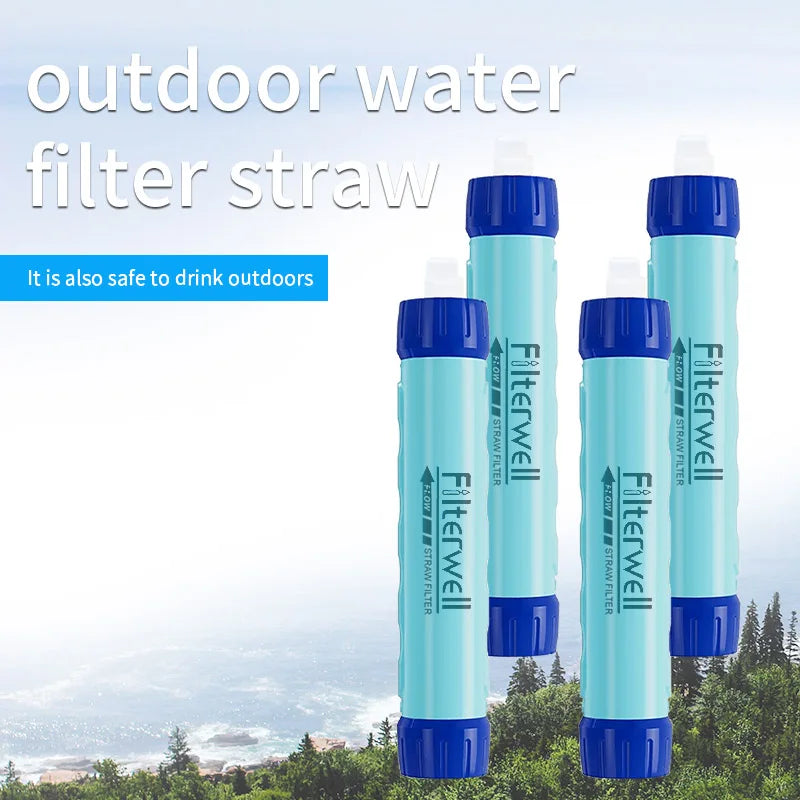 Filterwell Vattenfilter Sugrör – 3-Stegs Filtrering, 4000L Kapacitet, Camping & Överlevnad, Blå/Grön