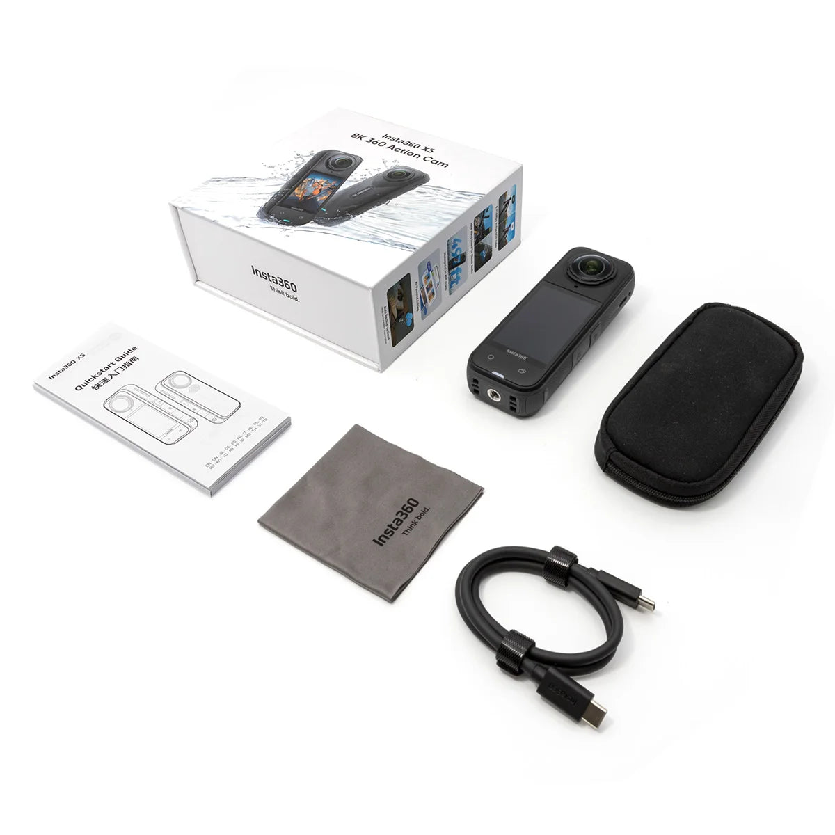 Insta360 X5 Waterproof Action Camera 8K 360° HDR Video Enhanced Low Light Replaceable Lenses 3H Battery Life Triple AI Chip