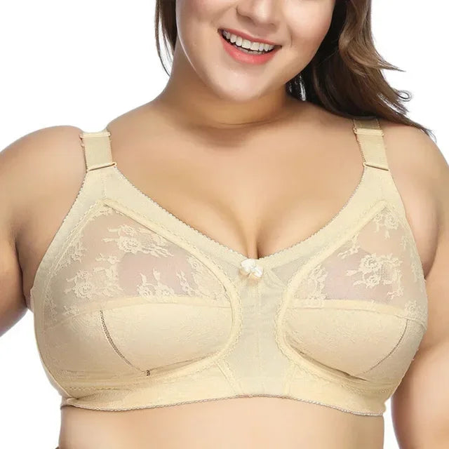 Big Minimizer Bras Large Size Lace Bra Women Sexy Unlined Full Coverage Ultra Thin Wireless Adjusted-straps Underwear Sujetador