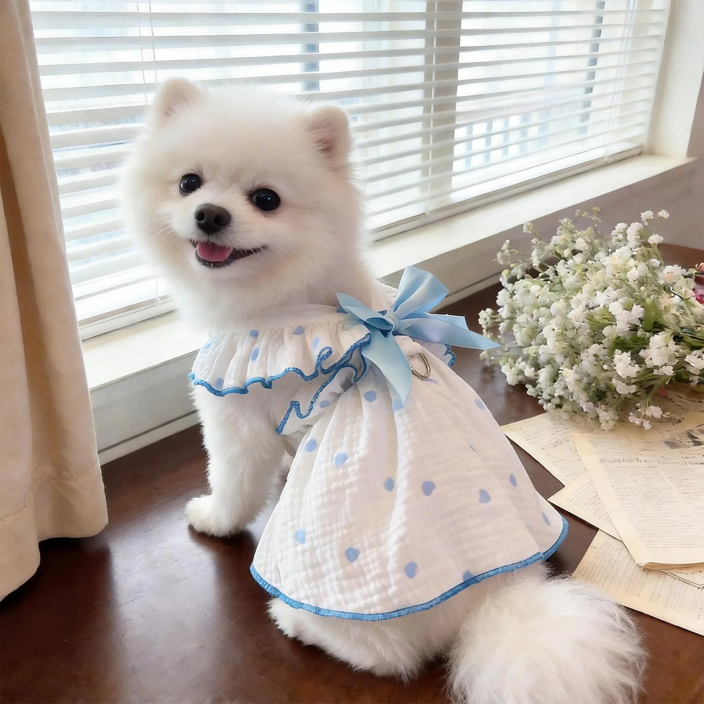 Cat Summer Dress Anti Shedding Thin Pet Clothes Leash D Ring Breathable Kitten Small Dog Puppy Cute Ragdoll Style Princess Skirt