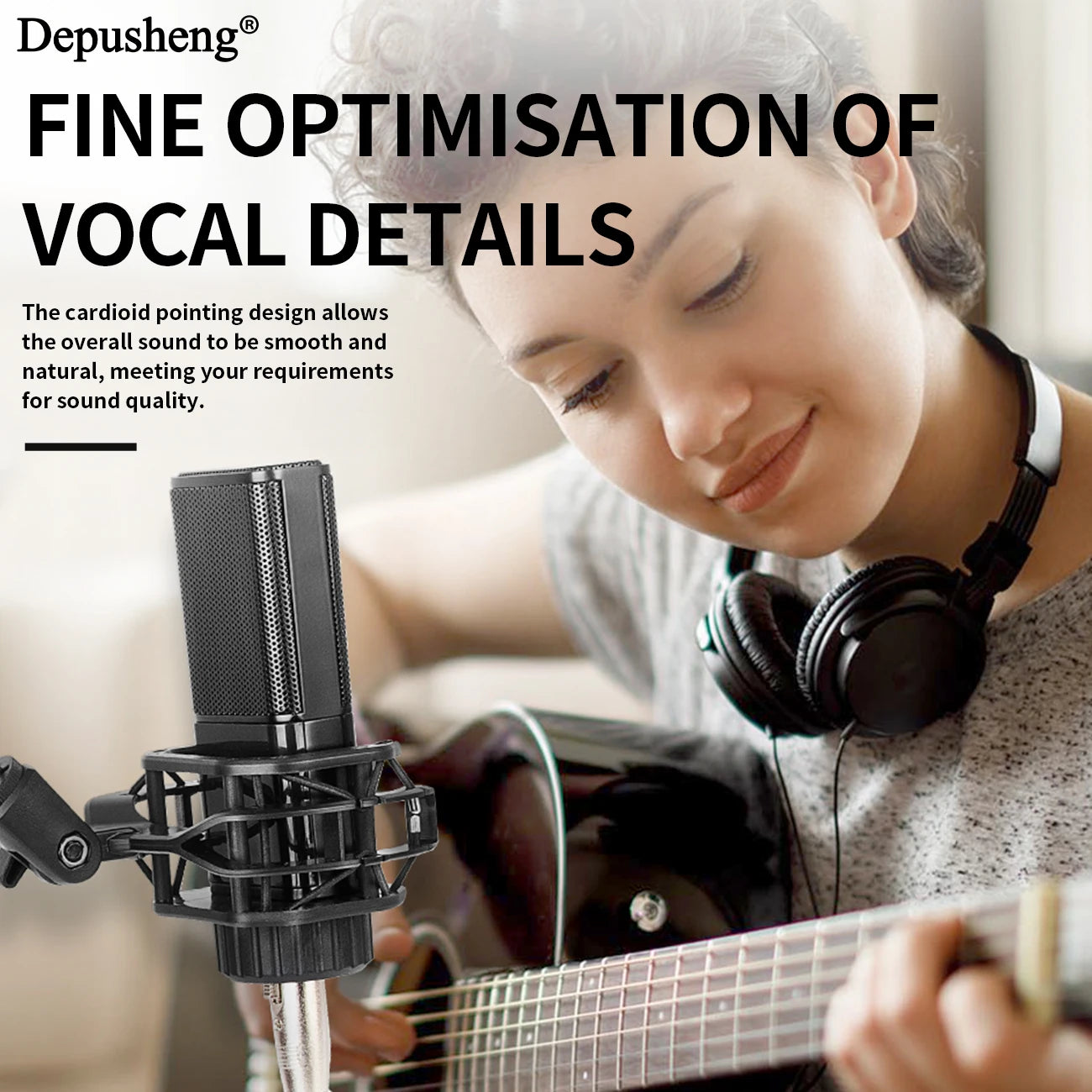 DEPUSHENG V12 Condenser Microphone 48V Sound Card Microphone Anchor Voice Recording Studio High Fidelity