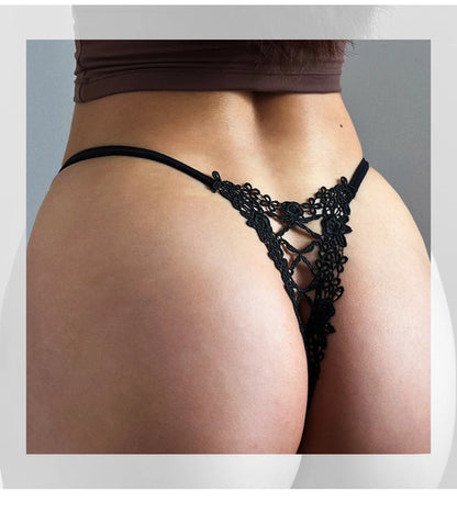 Sexy Girls G String Lace Thong Panties Women Briefs Hollow Out Transparent Thin Underwear Female Low Waist Lingerie Size S-XL