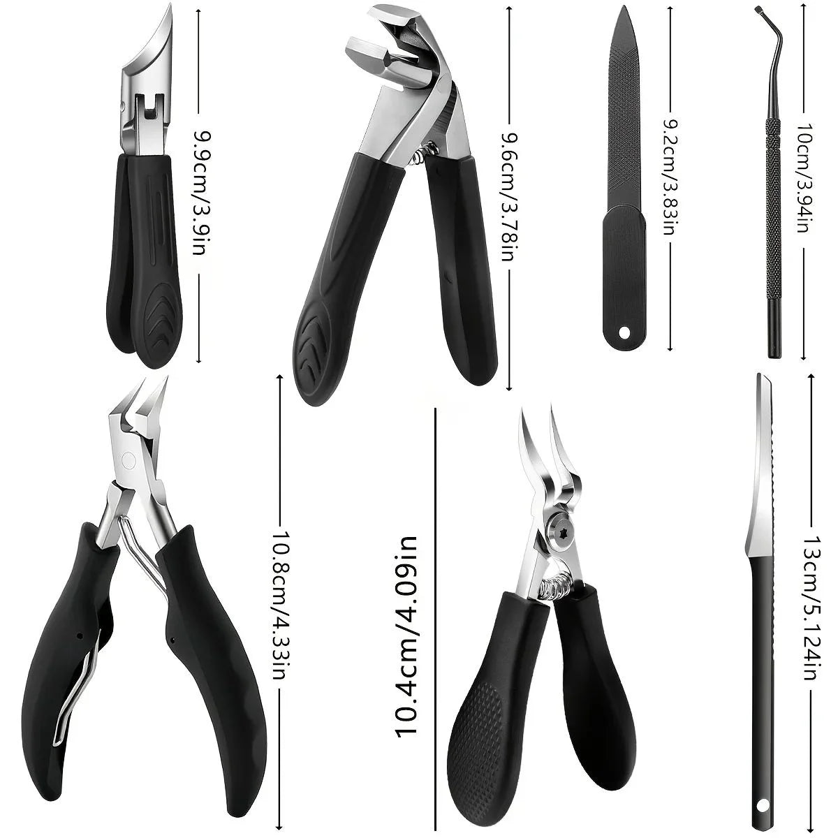 1/9pcs Professional Heavy Duty Nail Care Tool Set - Wide Jaw Nail Clippers with Convex for Thick Ingrown Toenails & Fingernails