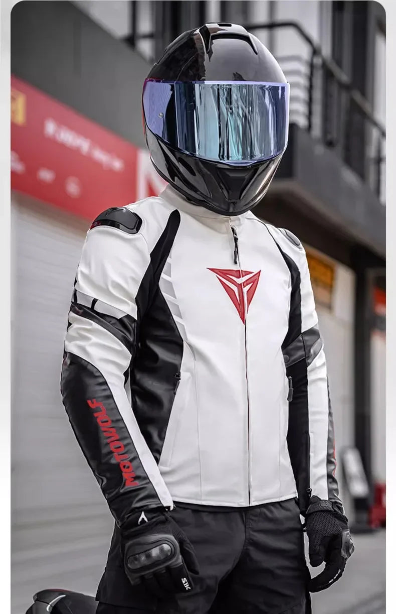 CE Certified Motorbike Leather Jacket for Men Autumn Winter Warm Windproof Riding Coat with Removable Liner Motorcycle Jacket