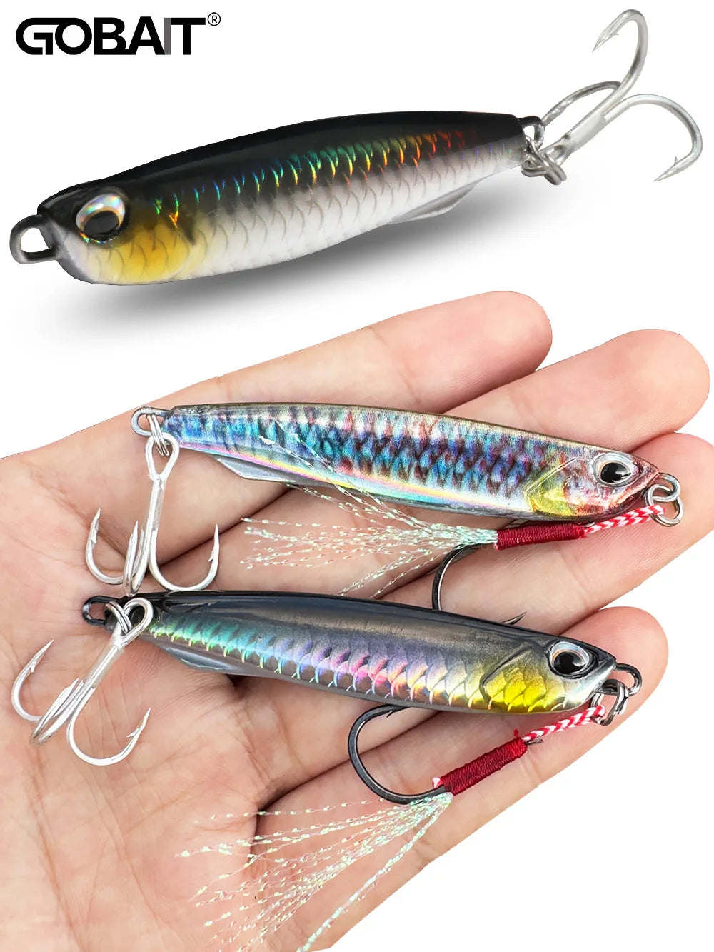 5pcs/box Metal Jig Lures 10g 20g 30g 40g Spinner Sinking Pencil Feather Hook Treble Hooks Pesca Set Fishing Tackle Box Bait Kit