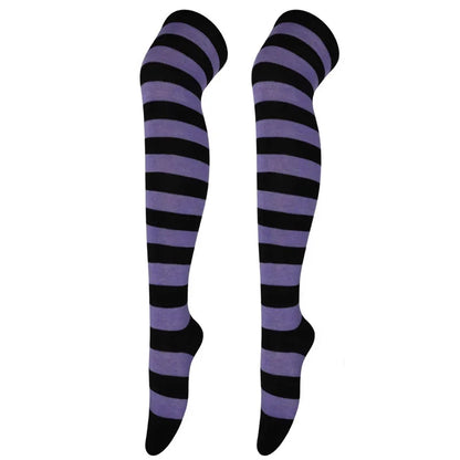 Dam Lolita Overknee Strumpor – Randiga Thigh High Cosplay, 25 Färgkombinationer One Size