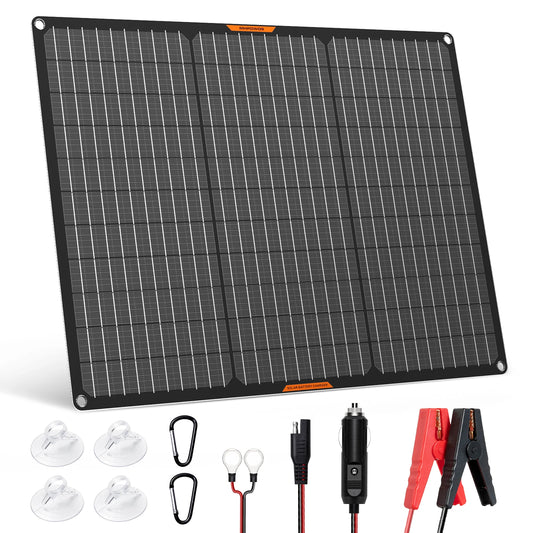 MHPOWOS Solpanel-kit 50W 12V – Trickle-laddare + Controller, Monokristallin 30%, Bil/Båt/Husbil/MC, AGM/GEL/LiFePO₄, Multi-lager