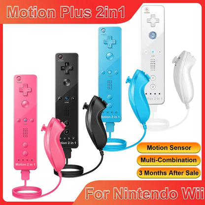Nintendo Wii Trådlös Handkontroll 2-i-1 – Med/Utan MotionPlus, Silikonskål, Bluetooth, Wii/Wii U/Wii Mini