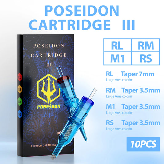 Poseidon V3 Pro Kassett-tatueringsnålar 10-pack – RL/RS/M1/CM Engångs Steriliserade för PMU & Tatuering 2026