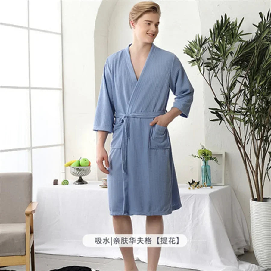 Unisex Kimono Badrock Lång – Lätt Mjuk Sommar & Höst Loungewear, 17 Färger M–3XL