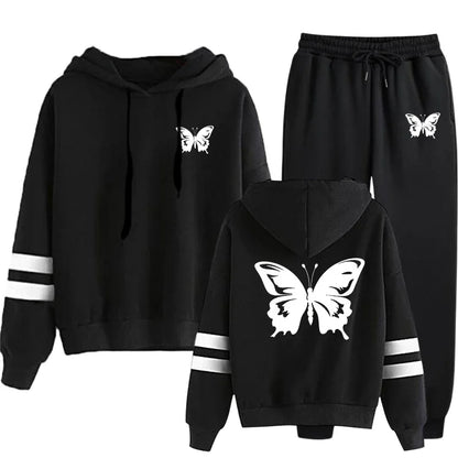Casual Daily Women Tracksuit Hoodies Quality Single Piece Stripe Sweatshirt and Sweatpants Comfort Outdoor Jogging Autumn Winter