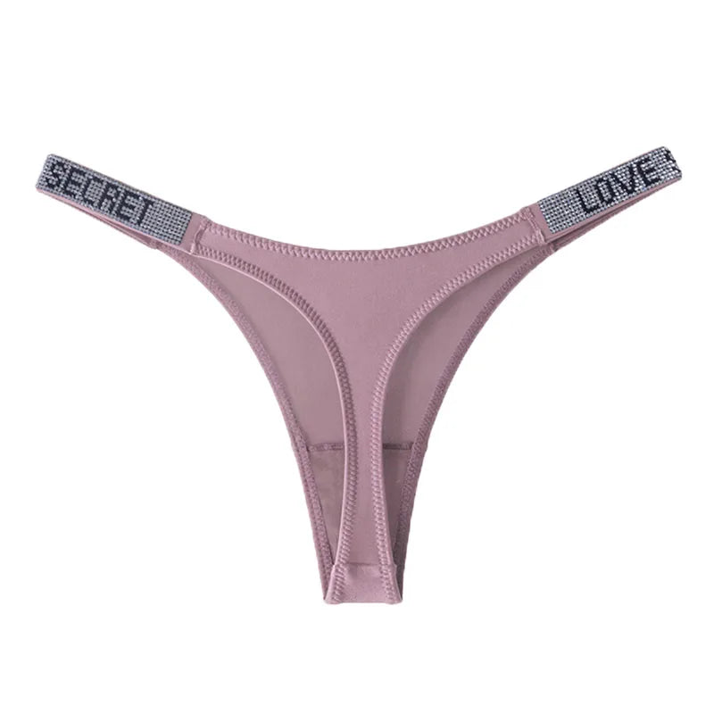 Lågskurna sexiga trosor med strass och bokstäver G-string sporttstring S-XL