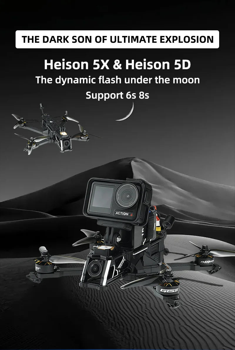 SEQURE SQFPV 5 tum FPV-drönare 225mm 6S 8S Heison 5D med analog VTX Freestyle Cine FPV Drönare RC Quadcopter