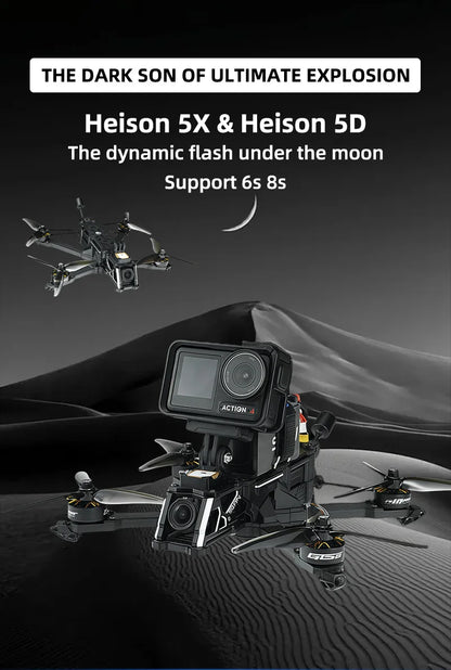 SEQURE SQFPV 5 tum FPV-drönare 225mm 6S 8S Heison 5D med analog VTX Freestyle Cine FPV Drönare RC Quadcopter
