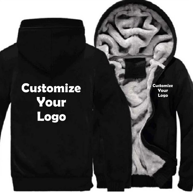 Herr Hoodie Vinterjacka 2026 – Anpassningsbar Tryck Streetwear Casual Zip Tjock S–4XL 4 Färger