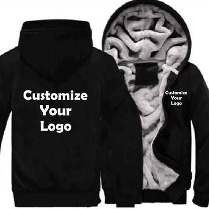 Herr Hoodie Vinterjacka 2026 – Anpassningsbar Tryck Streetwear Casual Zip Tjock S–4XL 4 Färger