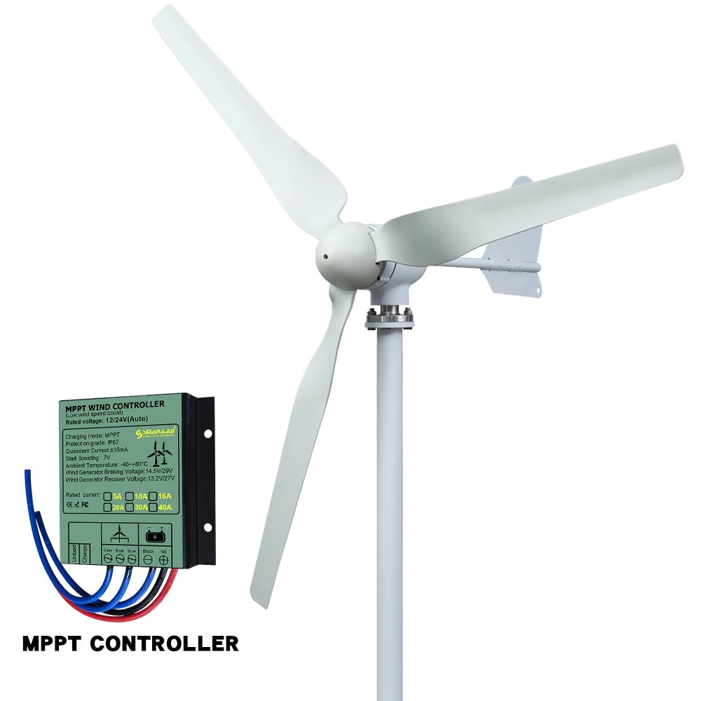 SMARAAD Horisontell Vindturbin 3kW/8kW – Låg Startvindhastighet Hybrid Sol+Vind Off-Grid Batterisystem 12–96V EU-lager Polen CE