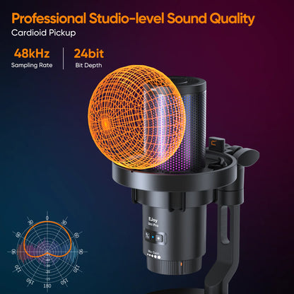COMICA Ejoy UNI Wired USB Gaming Microphone with Noise Cancellation/RGB for PC Smartphone,Condenser Mic for Streaming Podcasting