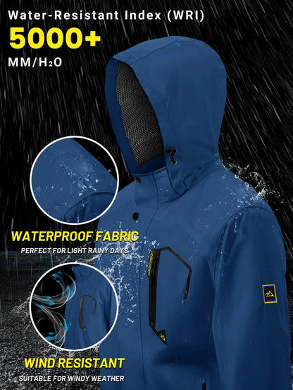 TACVASEN Spring Autumn Lightweight Jackets Mens Mesh Lined Waterproof Rain Jacket Outdoor Fishing Hiking Jacket Male Windbreaker