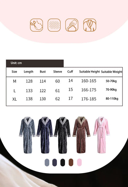 Female Autumn and Winter Warm Long Coral Velvet Thick Couple Bath Bathrobes Men Women Pajamas Shower Robe Bath Towels For Adults