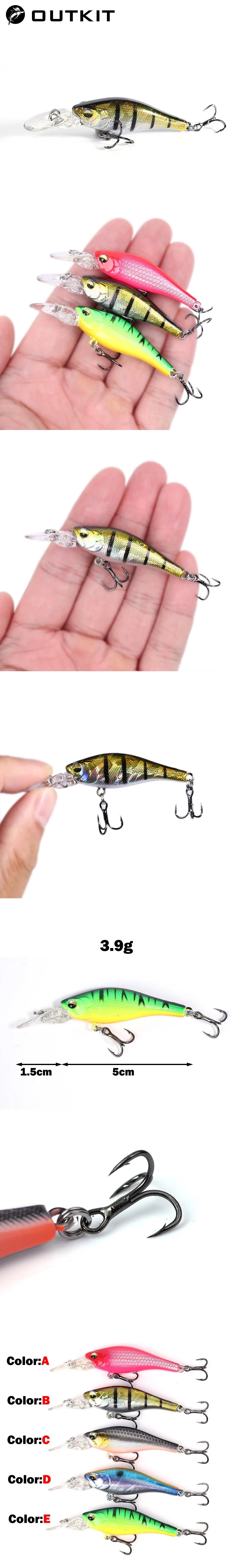 OUTKIT New 1Pcs Sinking Slowly Minnow Fishing Lure 5cm 3.9g Lifelike Swing Small Fish Deep Diving Hard Lures Japan Winter Baits