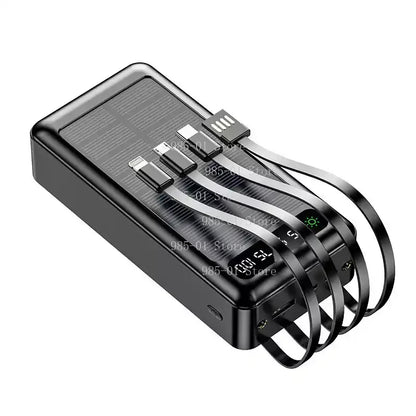 Solcells Powerbank med Inbyggd Kabel – Snabbladdning Utomhus Cykling Resor Vit Grön Svart 20000/30000/50000mAh