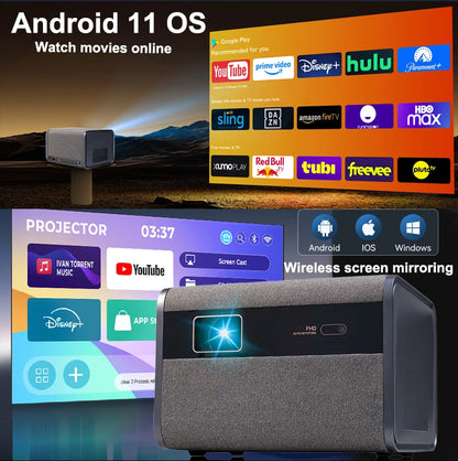 Huaweishi-J10 LED Projector, 1920x1080P, Autofocus, 4K, HD Video, Outdoor Mobile Phone, Android Smart Home Theater, New