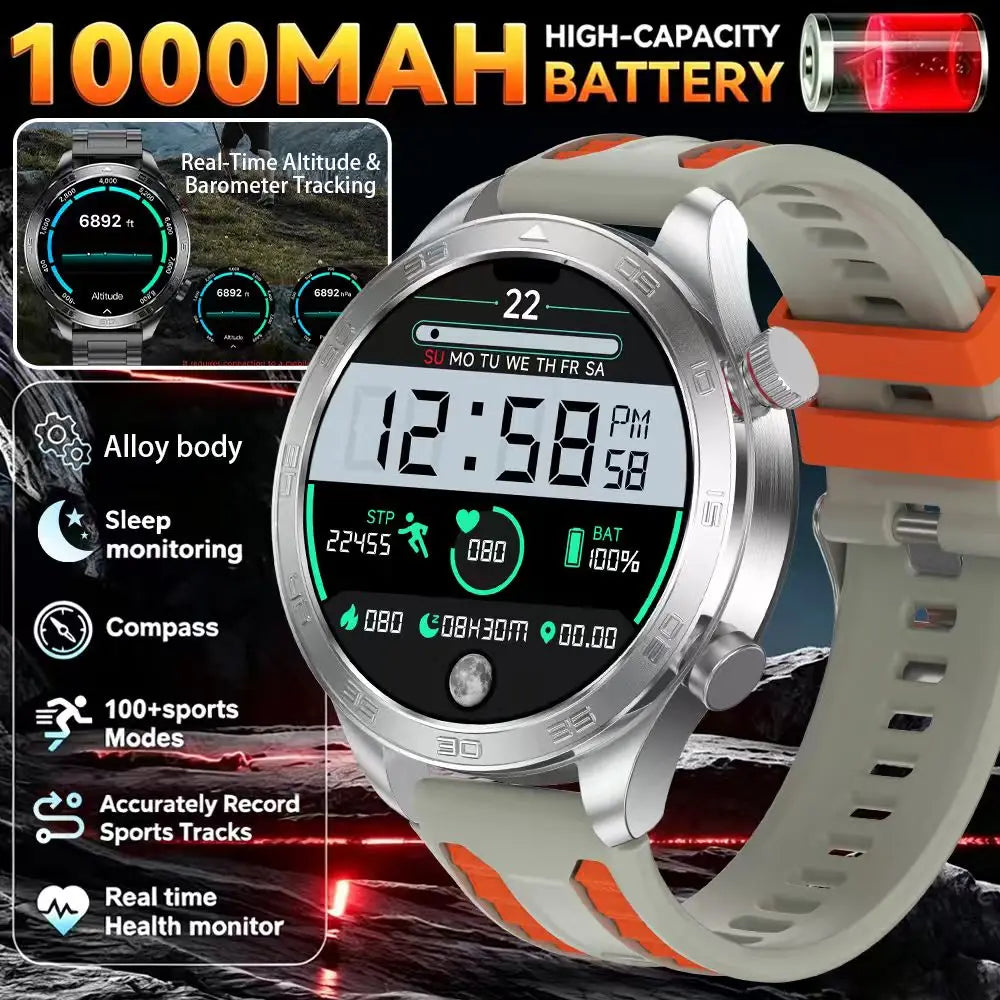 2026New Men's Outdoor Sports Smartwatch GPSTrack 1000mAh Battery Heart Rate Monitor 100+Sport Mode IP67 Waterproof Smart Watches