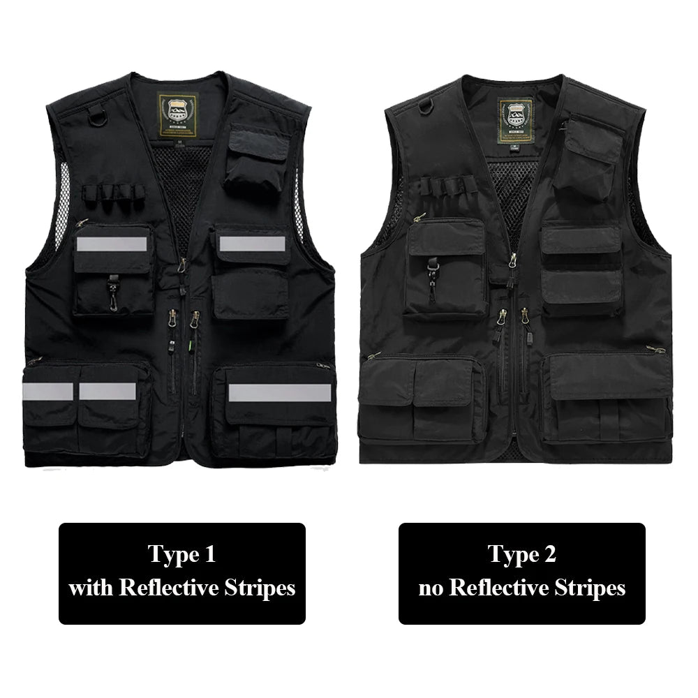 S-7XL Multi Pocket Work Vest for Men Women Volunteer Working Uniforms Logo Printing Fishing Photography Workwear Vest